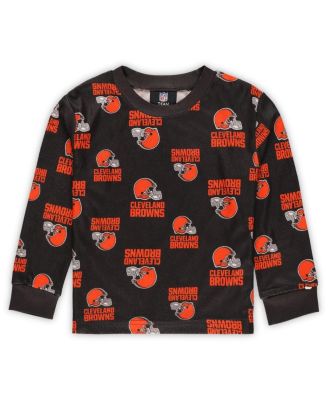 Toddler 2-Piece Brown Cleveland Browns All-Over-Print Long Sleeve T-Shirt and Pants Sleep Set