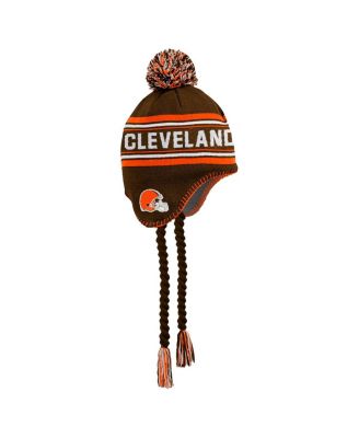 Outerstuff - Big Boys and Girls Brown Cleveland Browns Jacquard Tassel Knit Hat with Pom