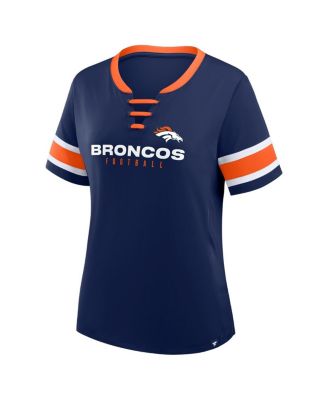 Women's Navy Denver Broncos Plus Size Red Zone Athena Lace-Up V-Notch Neck T-Shirt