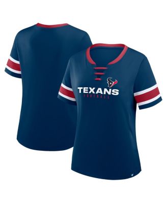 Fanatics - Women's Navy Houston Texans Plus Size Red Zone Athena Lace-Up V-Notch Neck T-Shirt