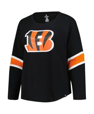 Women's Black Cincinnati Bengals Plus Size Redzone 3/4-Sleeve Scoop Neck T-Shirt