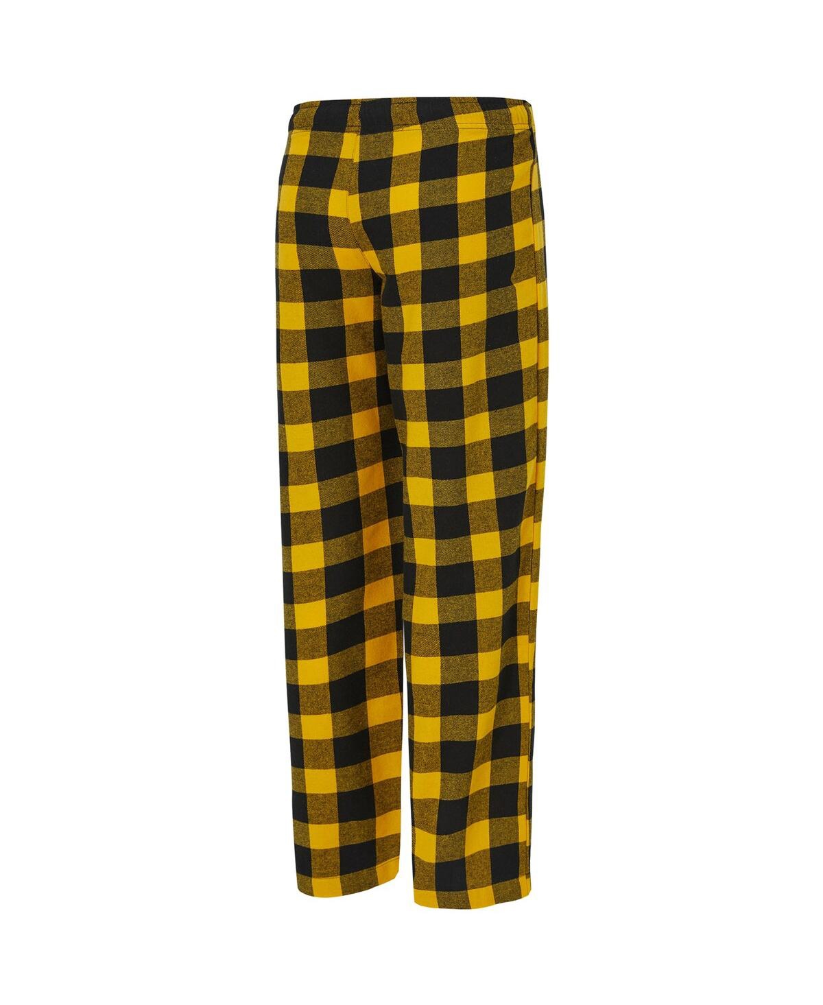 Concepts Sport Women'sâ Black, Gold Pittsburgh Steelers Avondale T-shirt Pants Flannel Pj Set In Multi