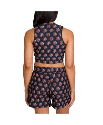 Women's Cincinnati Bengals Gauge Allover Print Cropped Tank Top Shorts Sleep Set
