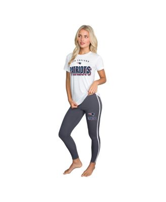Concepts Sport - Women's White/Charcoal New England Patriots Sonata Short Sleeve Top Leggings Set