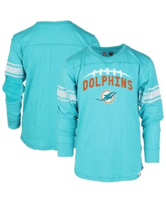 Wes & Willy - Big Boys and Girls Aqua Miami Dolphins Football Long Sleeve T-Shirt