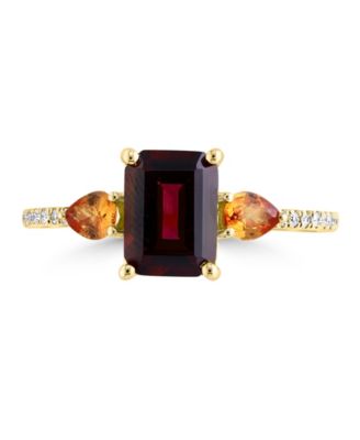 Multi-Gemstone & Diamond (1/20 ct. t.w.) Ring in 14k Yellow Gold