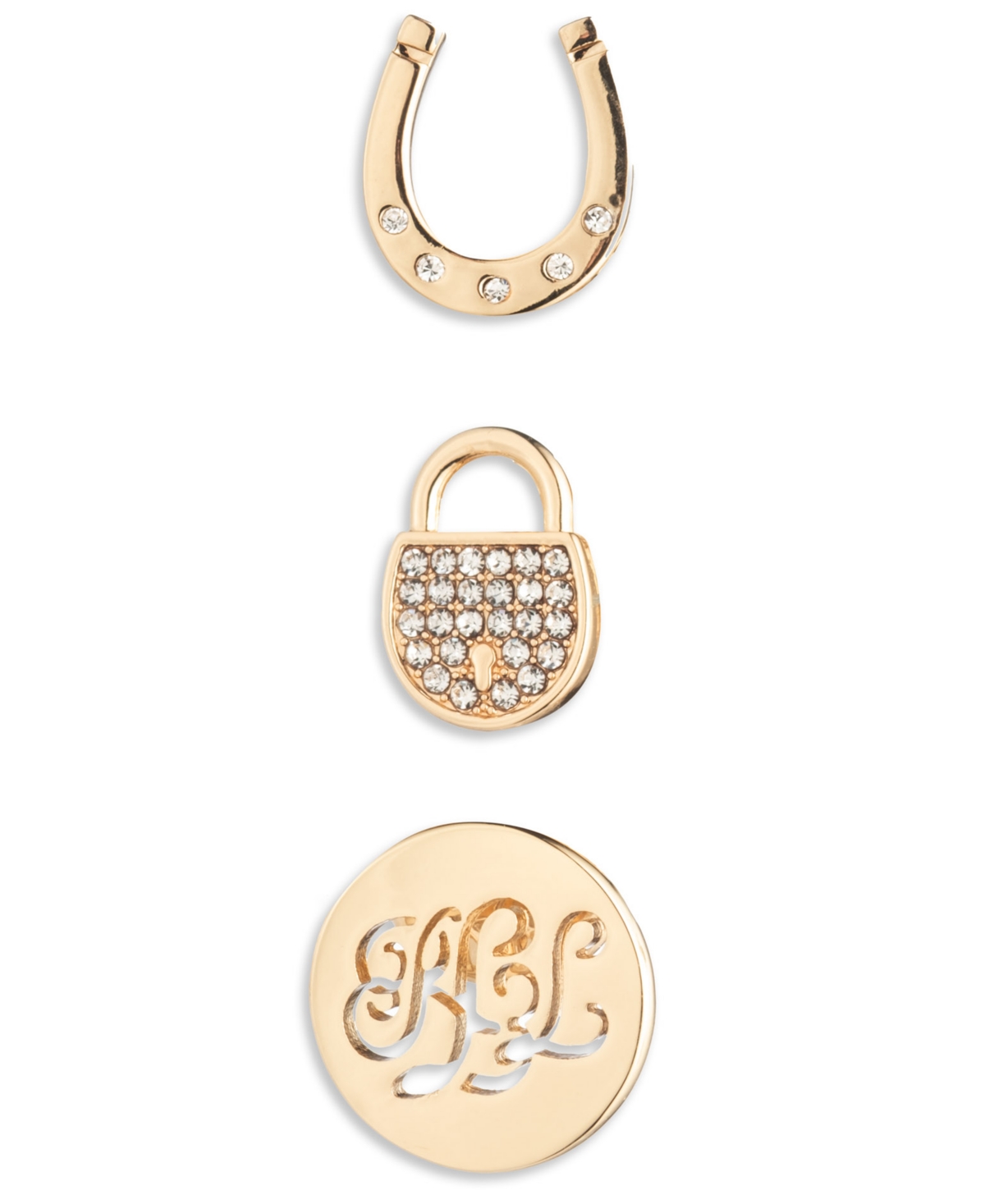 Ralph Lauren Crystal Gold-tone 3-piece Pin Set In Gold