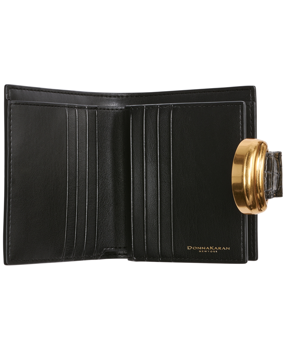 Donna Karan New York Valley Stream Metallic Croco Small Wallet In Brown