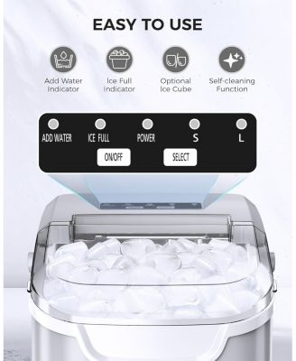 Countertop Ice Maker Machine, 8 Ice Cubes in 6 mins, 26lb/Day Ice with 2 Sizes- Portable Mini, Basket/Scoop for Home/Party/Bar