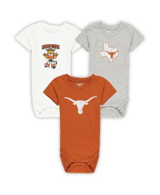 Wes & Willy - Baby Boys and Girls Texas Longhorns 3-Pack Bodysuit Set
