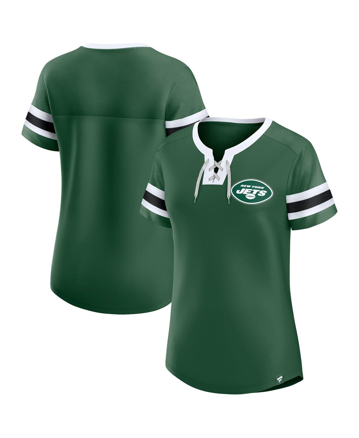 Fanatics Women'sâ Green New York Jets Lace-up Bling T-shirt In Multi