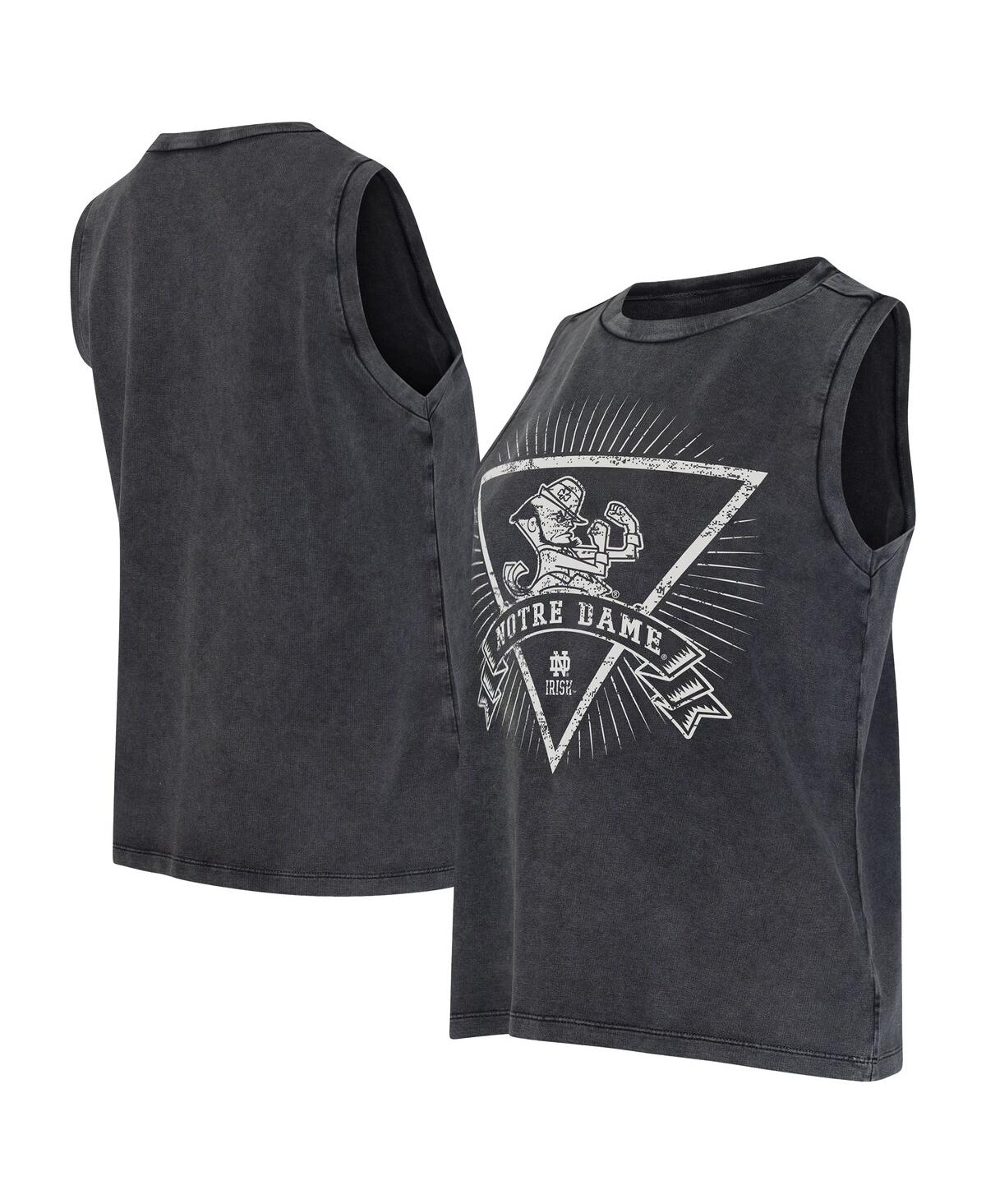 Concepts Sport Women's Charcoal Notre Dame Fighting Irish Distressed Market French Terry Tank Top In Gray