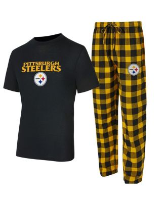 Concepts Sport - Men's Black/Gold Pittsburgh Steelers Avondale T-shirt and Flannel Pants Set