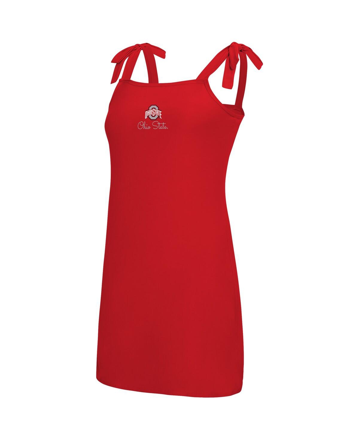 Concepts Sport Women's Scarlet Ohio State Buckeyes Tie-shoulder Nightdress In Red