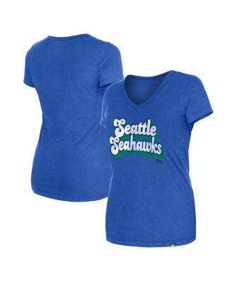 New Era - Women's Royal Seattle Seahawks Enzyme Wash Low V-Neck T-shirt