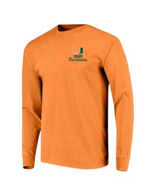 Men's Orange Miami Hurricanes Comfort Colors Mascot Overlay Long Sleeve T-Shirt