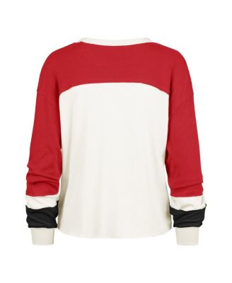 Women's Cream/Scarlet San Francisco 49ers Plus Size Double Header Curve Toni Long Sleeve T-Shirt