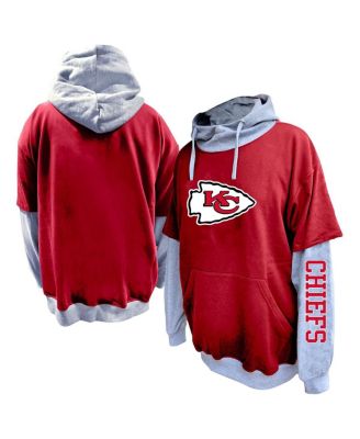 Profile - Men's Red/Heather Gray Kansas City Chiefs Big Tall Twofer Pullover Hoodie