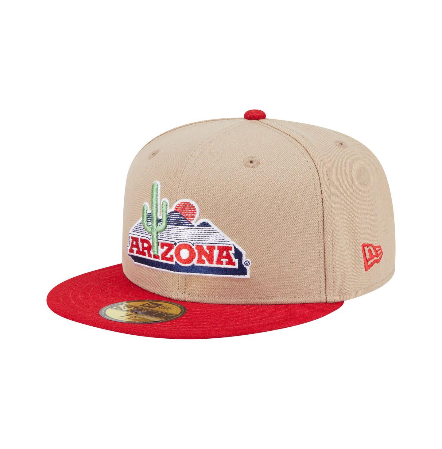 Мужская кепка New Era Khaki Arizona Wildcats Throwback Two-Tone 59FIFTY Fitted Hat — фото 1