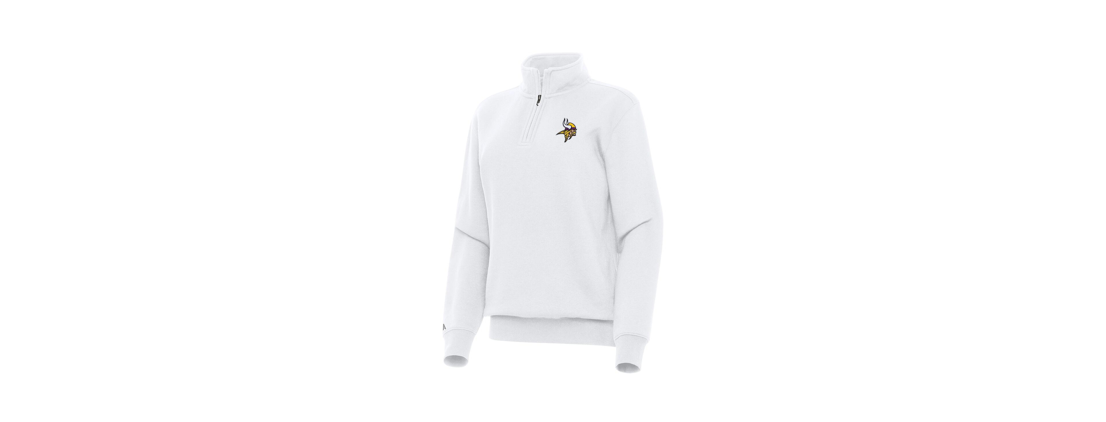 Antigua Women's White Minnesota Vikings Victory Quarter-Zip Top