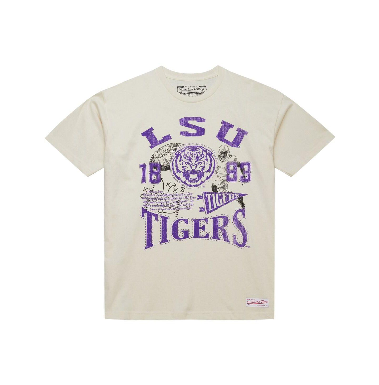 Мужская футболка Mitchell & Ness Cream LSU Tigers Heritage Scholar — фото 2