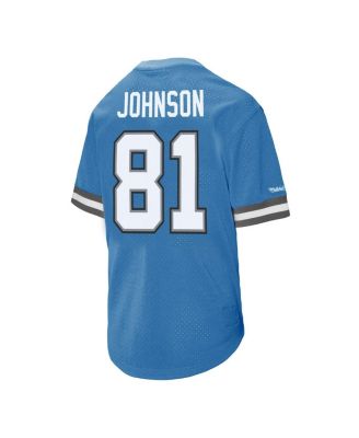 Men's Calvin Johnson 81 Blue Detroit Lions Retired Player Name Number Mesh T-Shirt