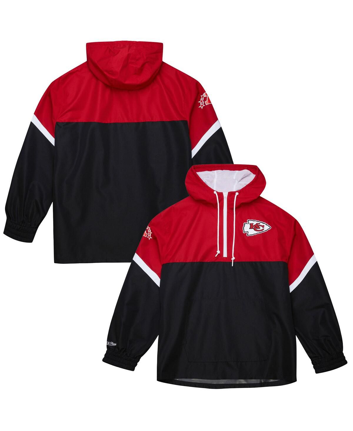 Мужской красный/черный Канзас-Сити вождей галстук выключатель винтажный логотип легкий анорак половина молнии ветровка куртка