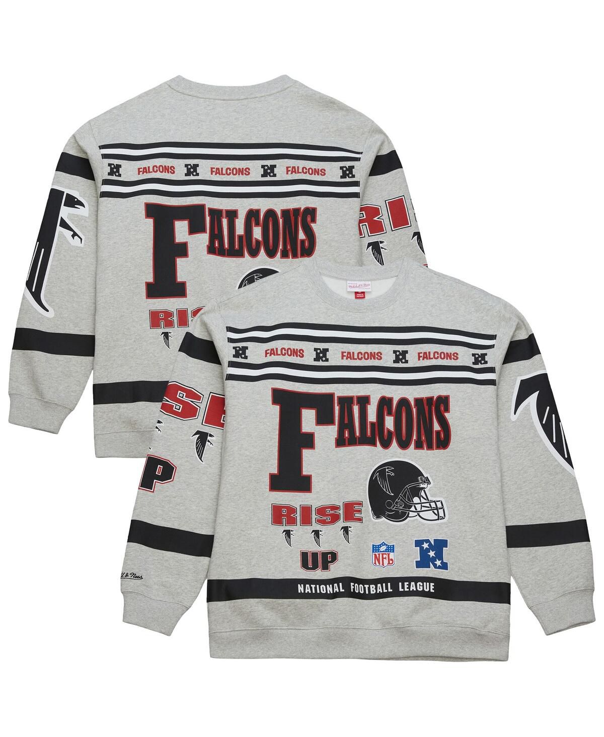 Мужская винтажная флисовая толстовка с круглым вырезом и принтом Atlanta Falcons цвета Хизер Грей из вереска серого цвета