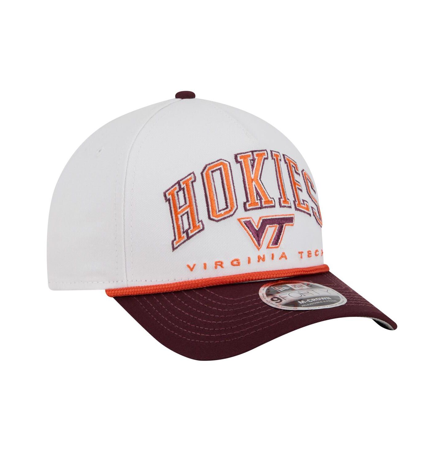 Мужская кепка New Era White/Maroon Virginia Tech Hokies Arch Two-Tone Rope 9FORTY A-Frame M-Crown Adjustable Hat — фото 3