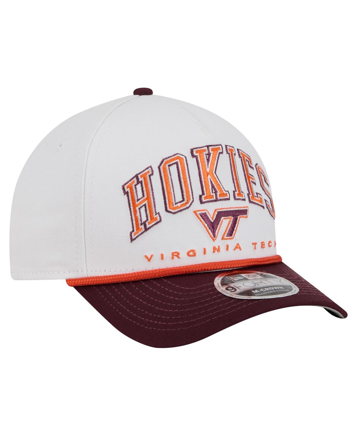 New Era Men's White/maroon Virginia Tech Hokies Arch Two-tone Rope 9forty A-frame M-crown Adjustable Hat In White
