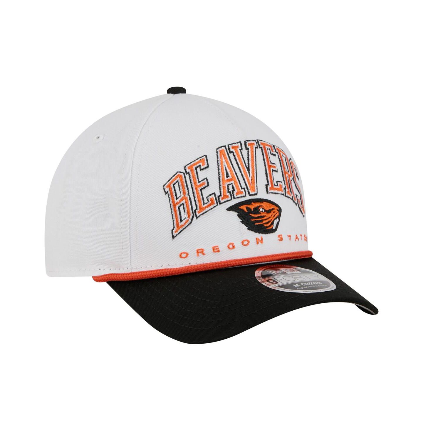 Мужская кепка New Era White/Black Oregon State Beavers Arch Two-Tone Rope 9FORTY A-Frame M-Crown Adjustable Hat — фото 3