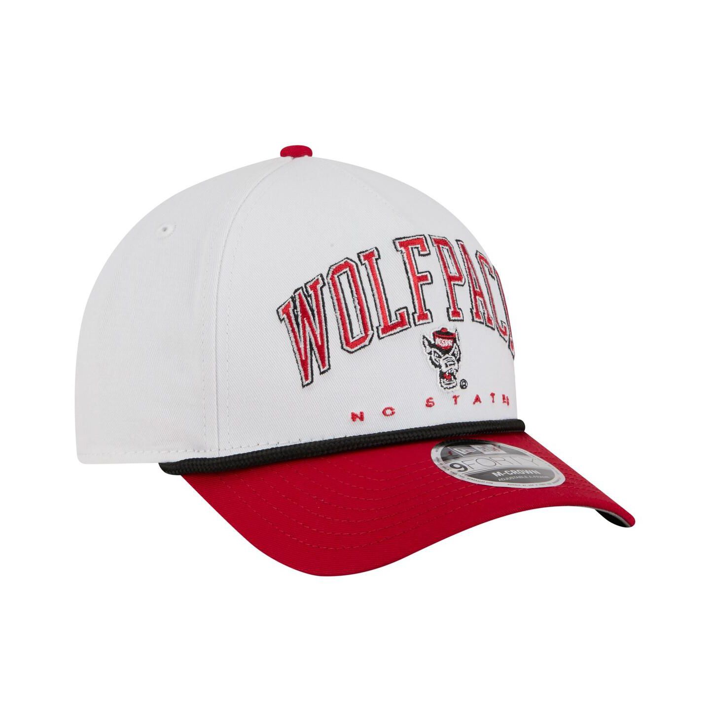 Мужская кепка New Era White/Red NC State Wolfpack Arch Two-Tone Rope 9FORTY A-Frame M-Crown Adjustable Hat — фото 3