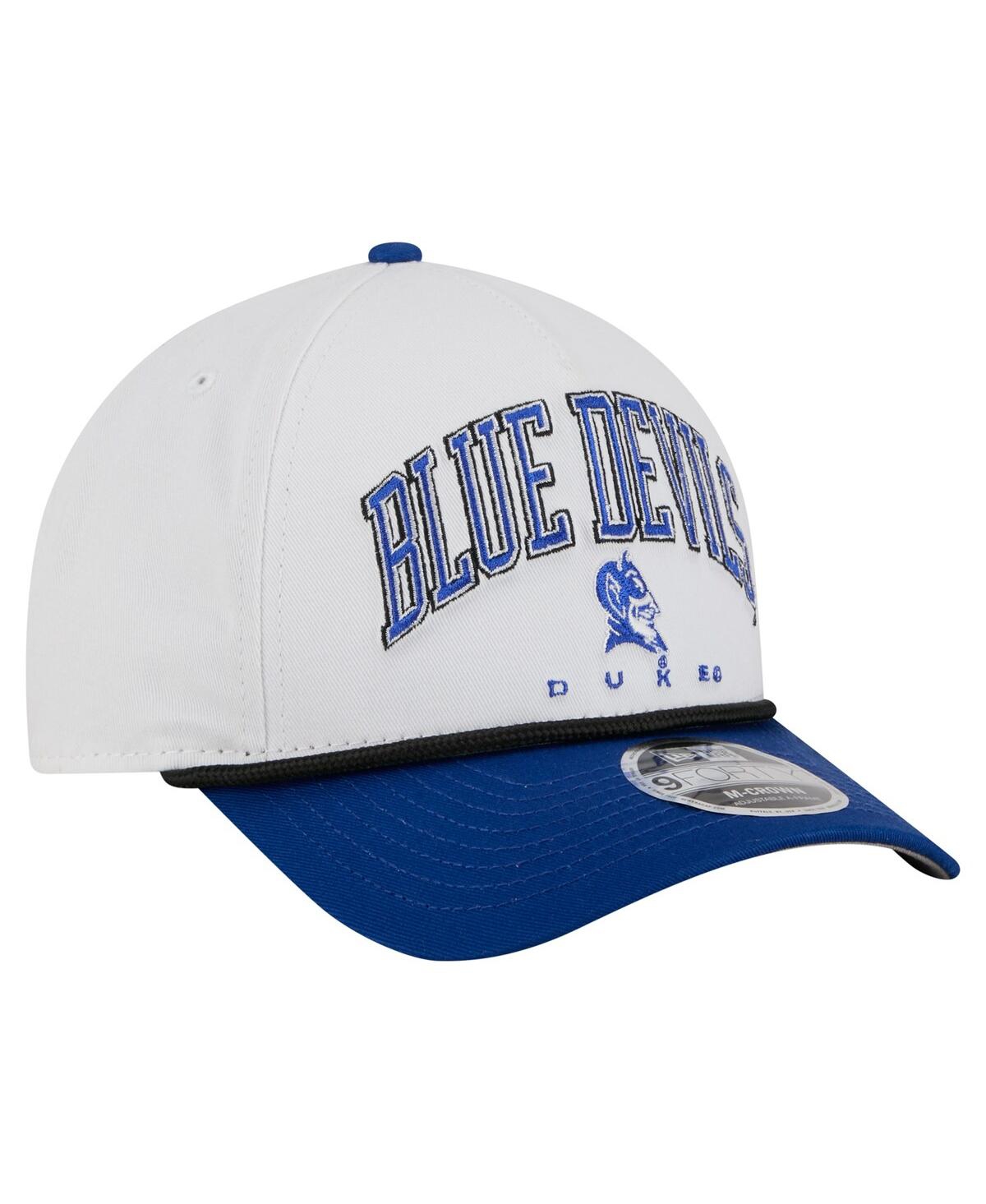 New Era Men's White/royal Duke Blue Devils Arch Two-tone Rope 9forty A-frame M-crown Adjustable Hat In White