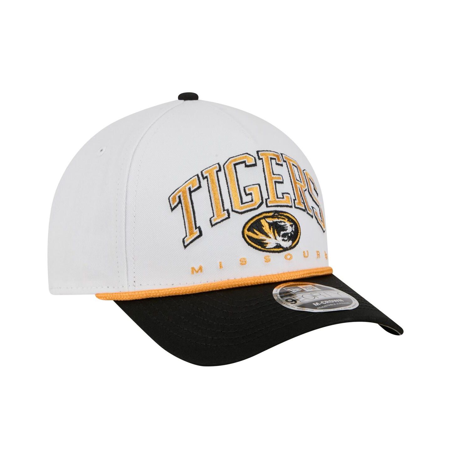 Мужская кепка New Era White/Black Missouri Tigers Arch Two-Tone Rope 9FORTY A-Frame M-Crown Adjustable Hat — фото 3