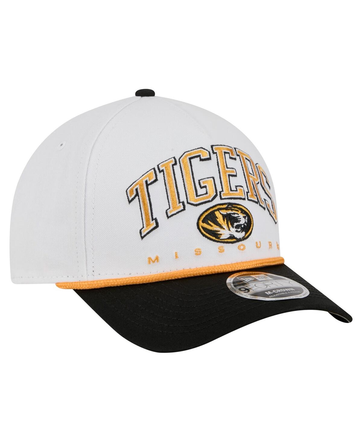 New Era Men's White/black Missouri Tigers Arch Two-tone Rope 9forty A-frame M-crown Adjustable Hat In White