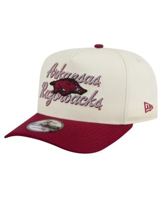 Men's Cream/Cardinal Arkansas Razorbacks Vintage Chainstitch 9FIFTY A-Frame Snapback Hat