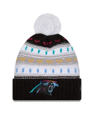 New Era - Women's Black Carolina Panthers 2025 NFL Crucial Catch Cuffed Knit with Pom Hat