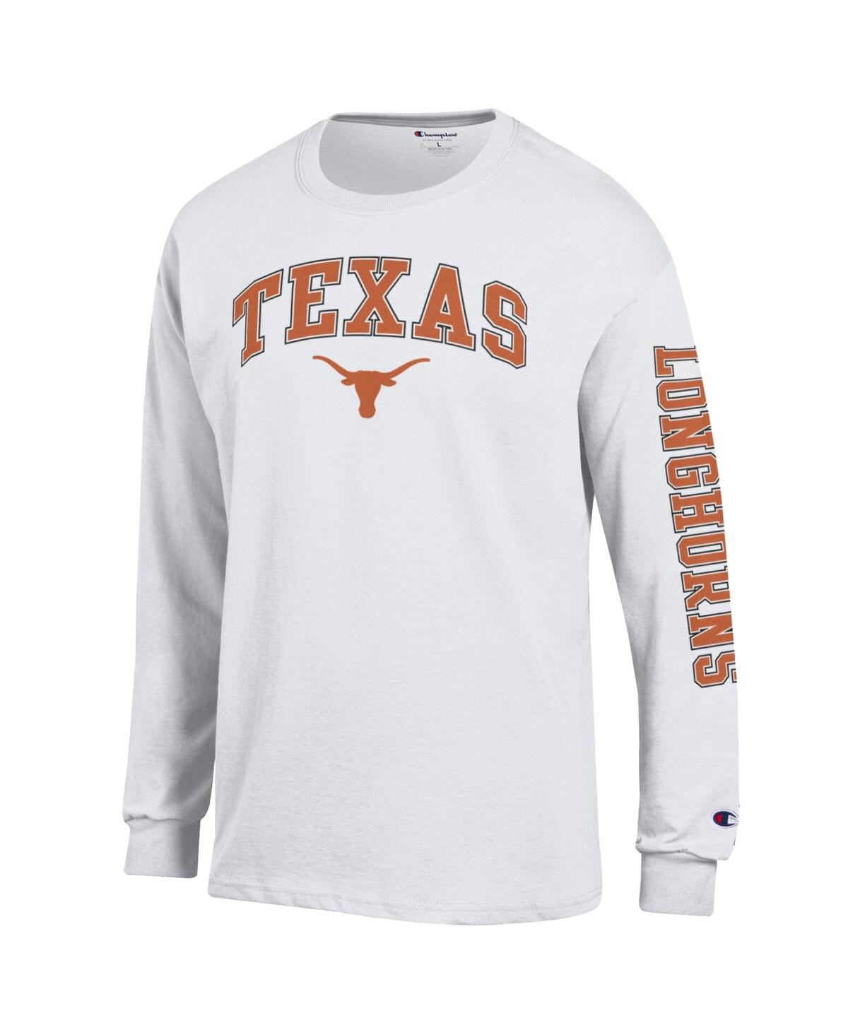 Champion Men's White Texas Longhorns Arch Over Logo 2-hit Long Sleeve T-shirt In White
