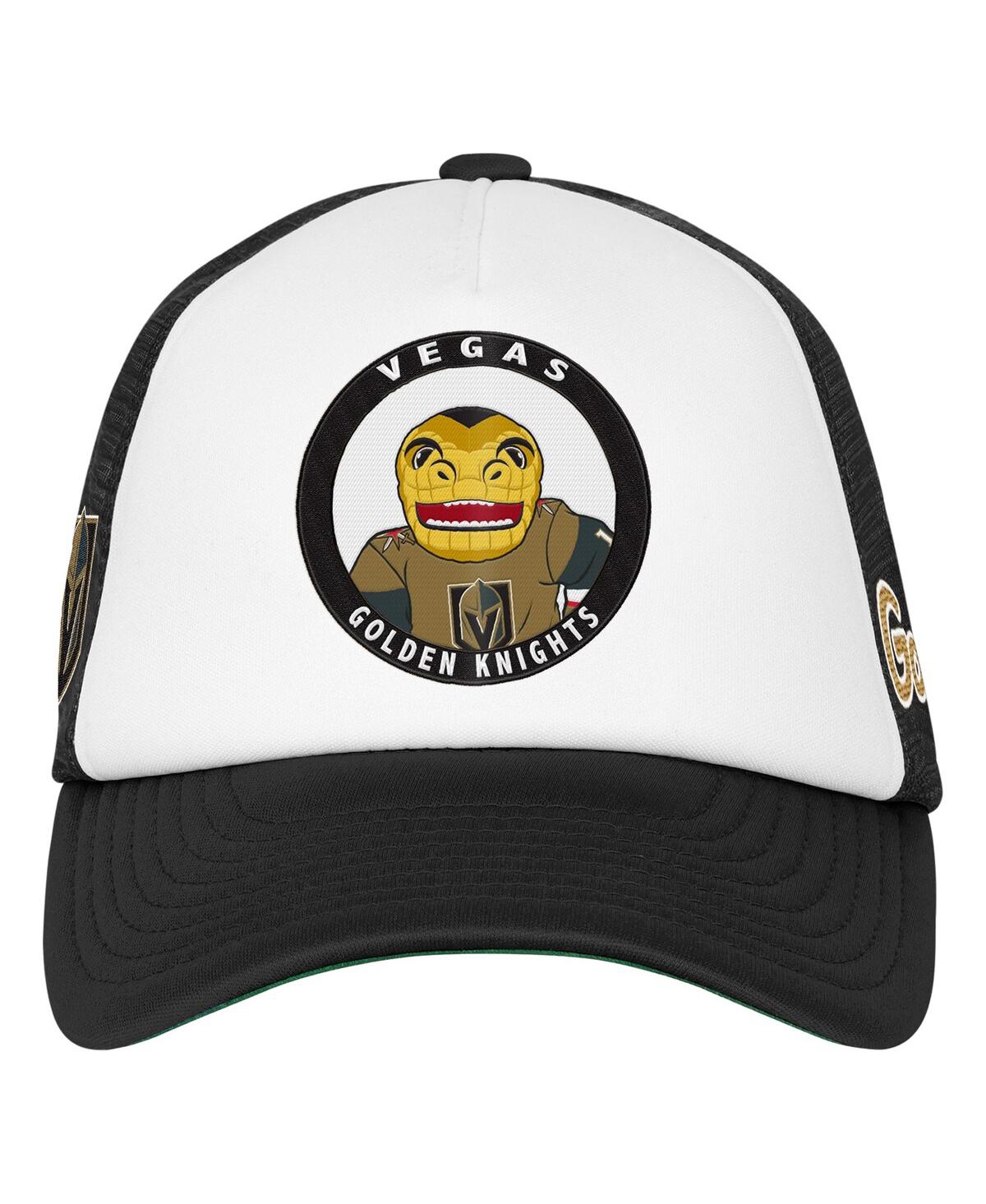 Mitchell & Ness Big Boys And Girls White Vegas Golden Knights Mascot Adjustable Trucker Hat In Brown