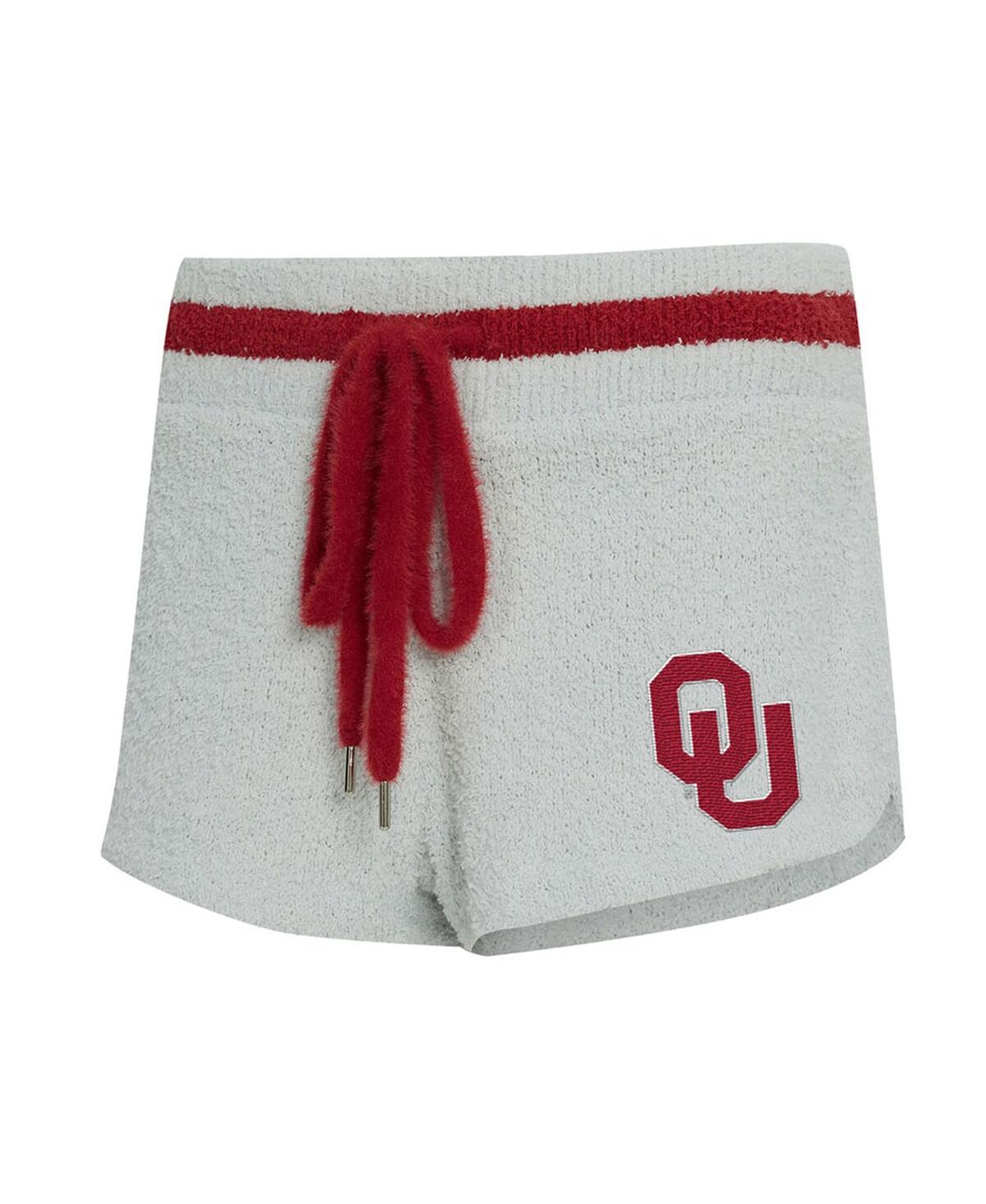 Concepts Sport Women's 2-piece Gray/crimson Oklahoma Sooners Whitley Long Sleeve Hoodie Top And Shorts Set In White