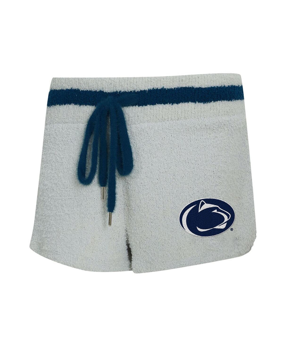 Concepts Sport Women's 2-piece Gray/navy Penn State Nittany Lions Whitley Long Sleeve Hoodie Top And Shorts Set In White