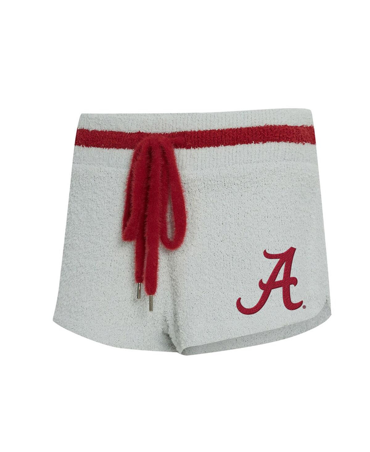 Concepts Sport Women's 2-piece Gray/crimson Alabama Crimson Tide Whitley Long Sleeve Hoodie Top And Shorts Set In White