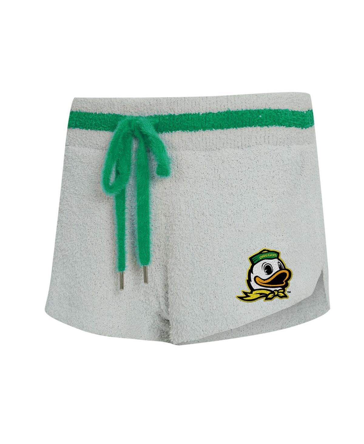 Concepts Sport Women's 2-piece Gray/green Oregon Ducks Whitley Long Sleeve Hoodie Top And Shorts Set In White