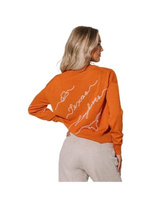 Women's Texas Orange Texas Longhorns Love Note Embroidered Pullover Sweater