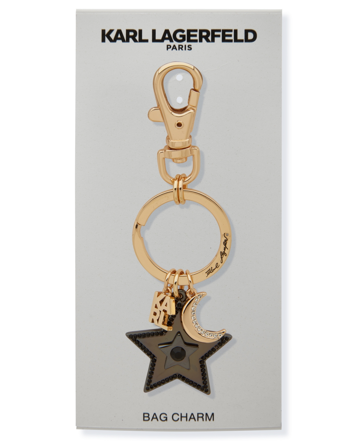 Karl Lagerfeld Star And Moon Charm Keychain In Multi