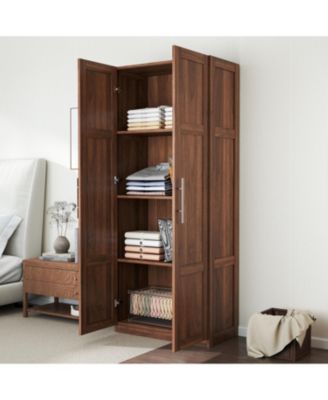 2-Door Wardrobe/Kitchen Cabinet with 4 Storage Spaces