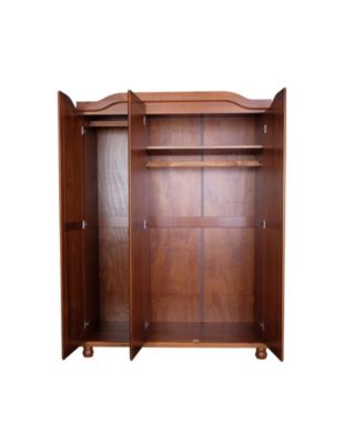 100% Solid Wood Kyle 3-Door Wardrobe with Raised Panel Doors