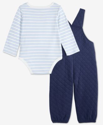 Baby Boys' Striped Bodysuit and Quilted Overall, 2-Piece Set, Macy’s Exclusive