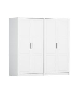 72" Solid Wood Urban 4-Door Wardrobe with Raised Panel Doors - Wardrobe