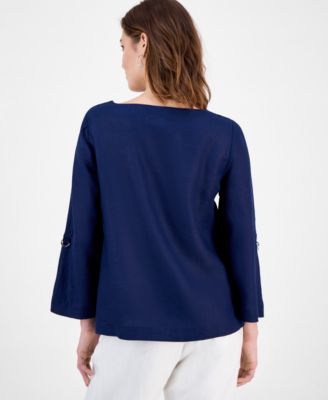 Women's  100% Linen D-Ring Top, Created for Macy's